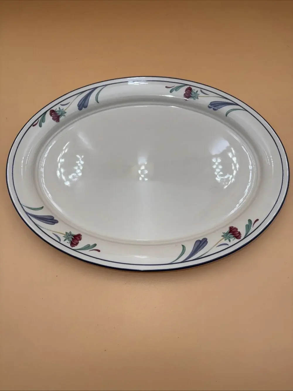 Lenox Chinastone POPPIES ON BLUE 14.5” Oval Platter